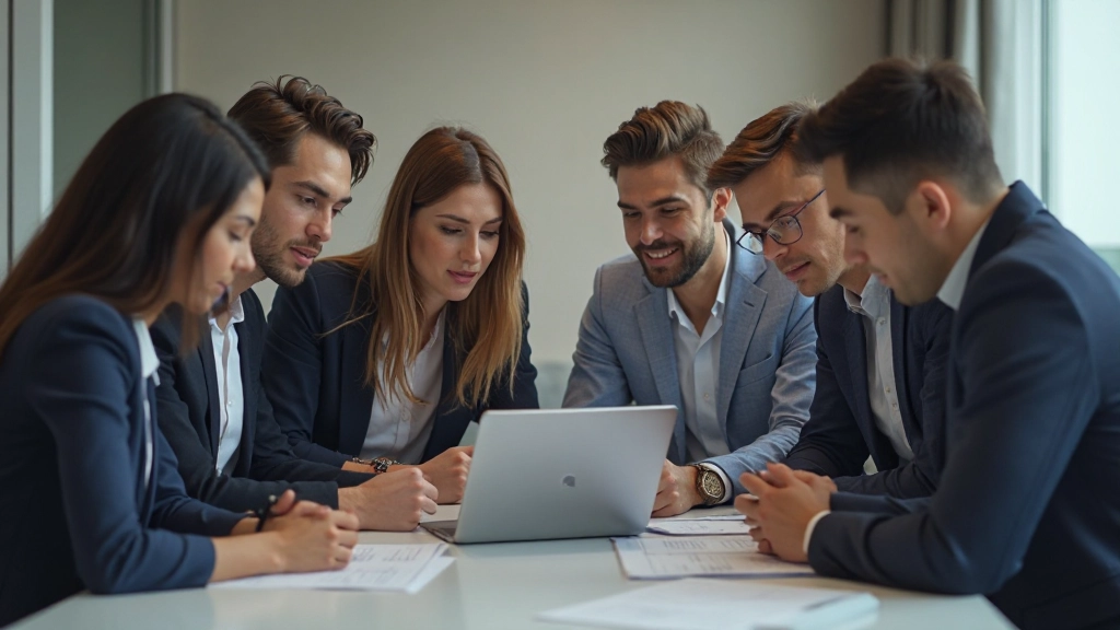 Команда специалистов обсуждает цифровую маркетинговую стратегию