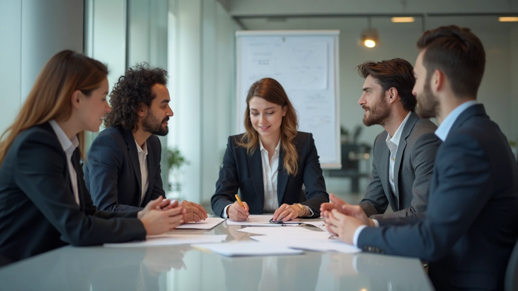 Командное обсуждение стратегии развития бизнеса в конференц-зале